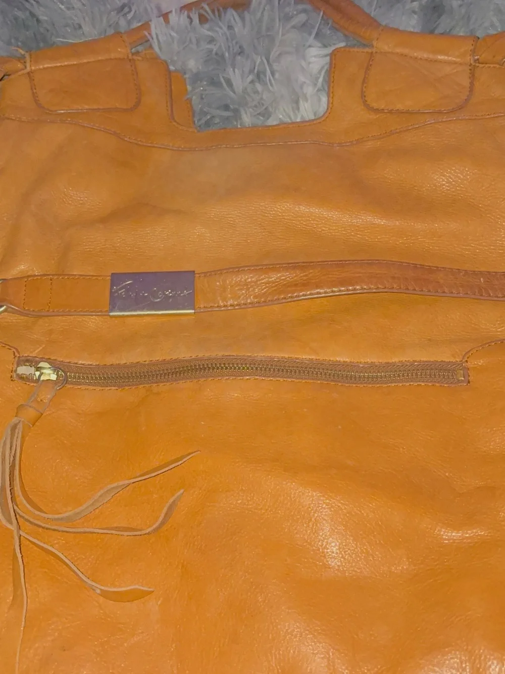 Foley + Corinna Cognac Leather Crossbody Tote
